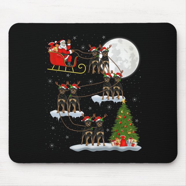 Mousepad Luzes de Árvore de Natal Papai Noel Engraçado Mont (Frente)