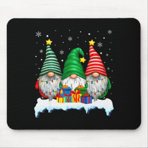 Mousepad Luzes de árvore três gnomos homens mulheres corres