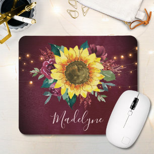 Mousepad Luzes de girassol Monograma borbulhante floral