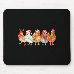Mousepad Luzes de Natal de Frango Engraçado Fazenda Animal