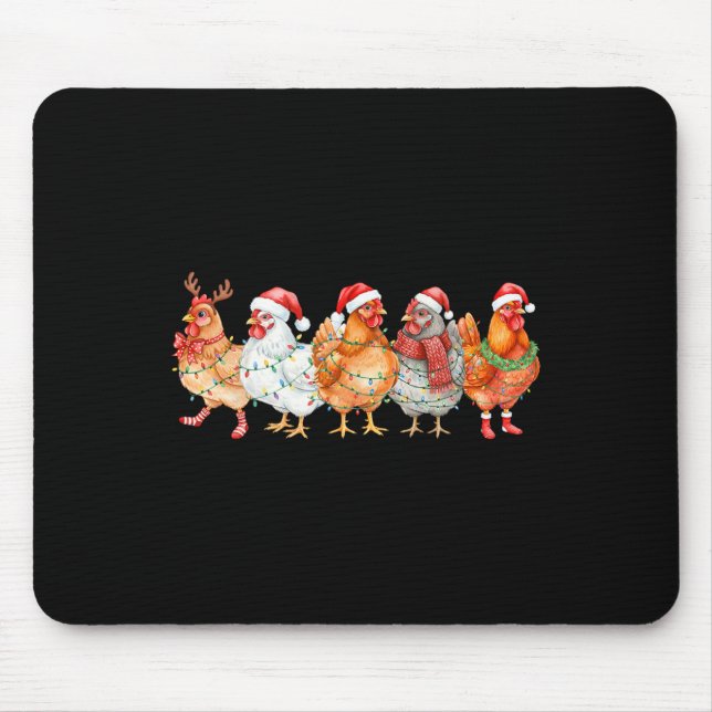 Mousepad Luzes de Natal de Frango Engraçado Fazenda Animal  (Frente)