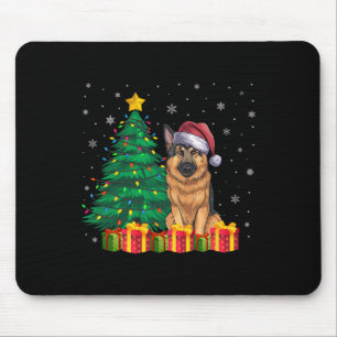 Mousepad Luzes de Natal de Santa Hat German shepherd Feia