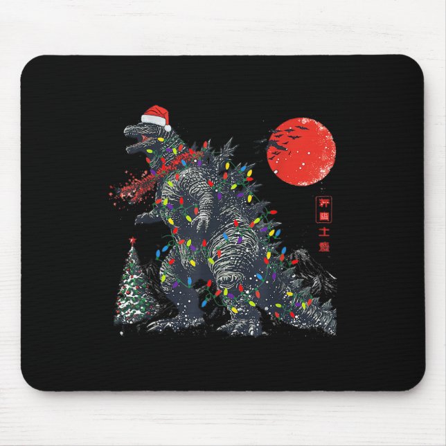 Mousepad Luzes de Natal do Monstro do Papai Noel Kaiju Engr (Frente)