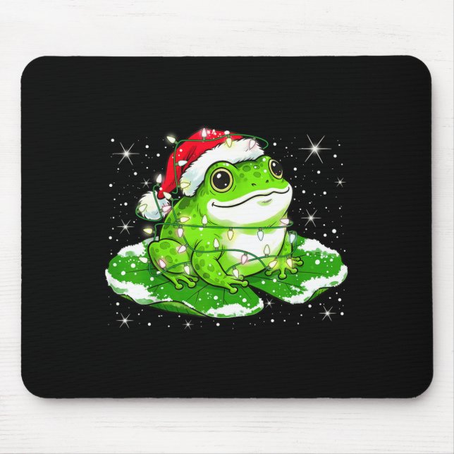 Mousepad Luzes de Natal Engraçadas Sapo Toad Fofo Rãs Mulhe (Frente)