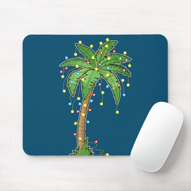 Mousepad Luzes de Natal Palm Tree Beach Funny Tropical (Com mouse)
