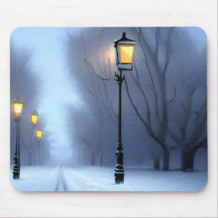 Mousepad Luzes De Rua Piscando Em Wonderland De inverno