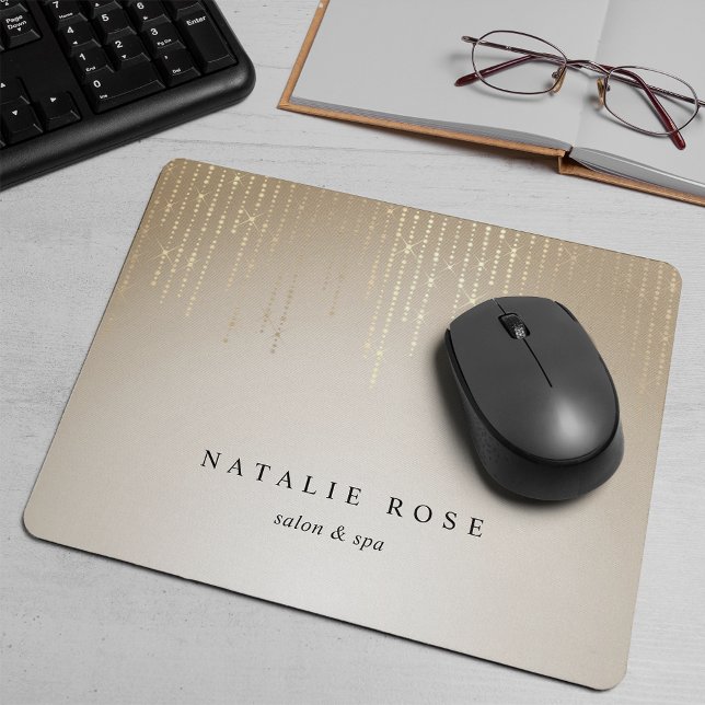 Mousepad Luzes de string de chuva de ouro personalizadas (Criador carregado)