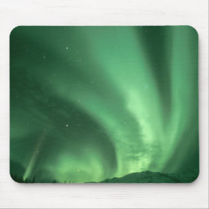 Mousepad luzes do norte, aurora boreal, sobre as colinas