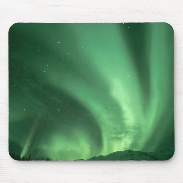 Mousepad luzes do norte, aurora boreal, sobre as colinas (Frente)