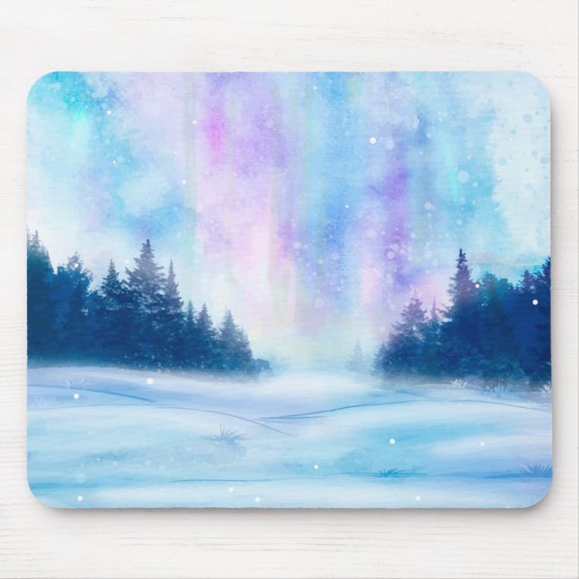 Mousepad Luzes do Norte de Inverno (Frente)