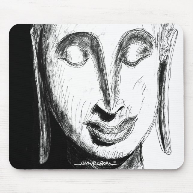 Mousepad Lying Buddha Wo Pho Bangkok Tailândia B&W (Frente)