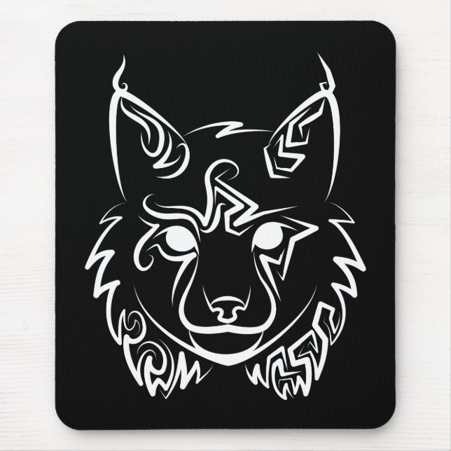 Mousepad Lynx Tribal Preto e Branco (Frente)