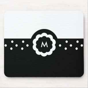 Mousepad M : Monograma M Bloco de Mão Preto e Branco Dotad