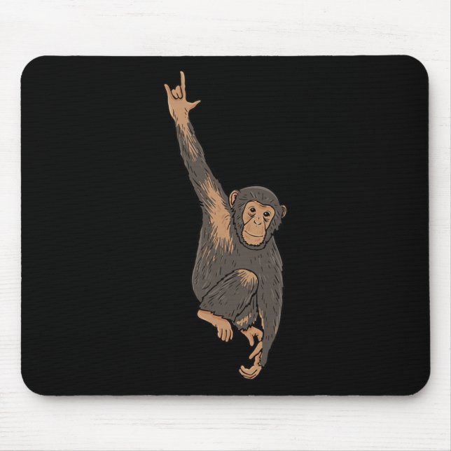 Mousepad Macaco Asl Gesto Mão Surda Audição Perdendo Awaren (Frente)