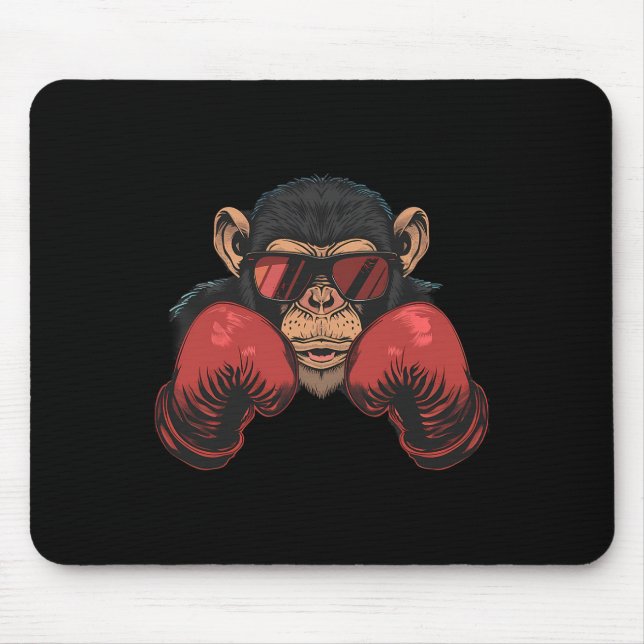 Mousepad Macaco Boxeador Com Luvas de Boxe Kickboxing Engra (Frente)