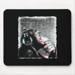 Mousepad Macaco Chimp Com Camisa De Fones de ouvido - Músic