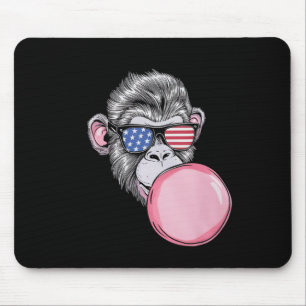Mousepad Macaco Com Óculos De Sol Da Bandeira Americana Pre