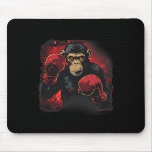 Mousepad Macaco de Boxe com Luvas de Boxe Kickboxing Engraç