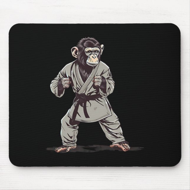 Mousepad Macaco de Caratê Kickboxing Judô Jiu-jitsu Mma Art (Frente)