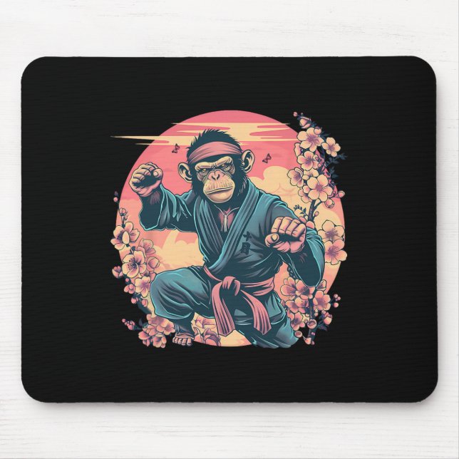 Mousepad Macaco de Karatê Sakura Jiu-jitsu Mma Artes Marcia (Frente)
