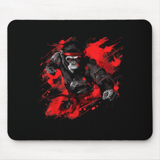 Mousepad Macaco de Kickboxing Artes Marciais Judô Taekwondo (Frente)
