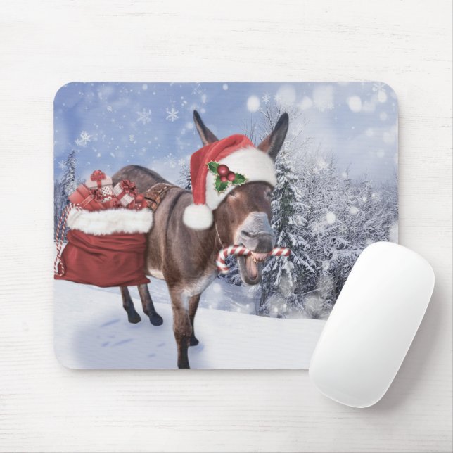 Mousepad Macaco de Natal com chapéu vermelho engraçado (Com mouse)