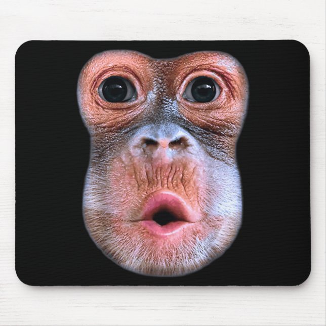 Mousepad Macaco Engraçado Soprando Cara de Barriga, Macaco  (Frente)