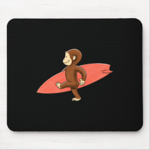 Mousepad Macaco Fofo Carregando Prancha de Surf Praia Verão