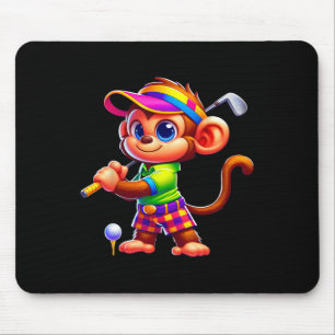 Mousepad Macaco Fofo Jogando Golfe Golfista Esporte Homens