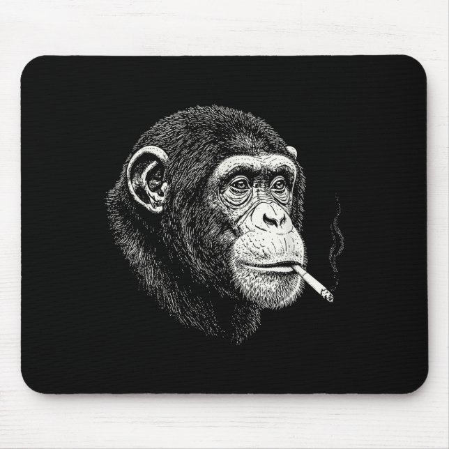 Mousepad Macaco fumante engraçado _ meme de macaco y2k vint (Frente)