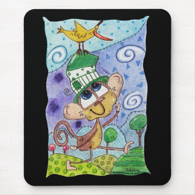 Mousepad Macaco Funky e Pássaro Banana (Frente)