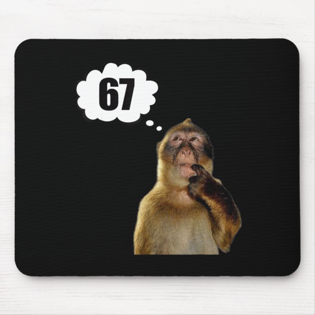 Mousepad Macaco Pensativo Engraçado Meme Seis Sete 6 7 Meme (Frente)