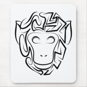Mousepad Macaco preto e branco tribal