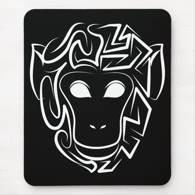 Mousepad Macaco preto e branco tribal (Frente)