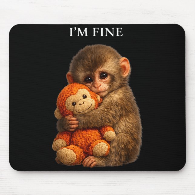 Mousepad Macaco punching macaco fofo bebê animal engraçado  (Frente)
