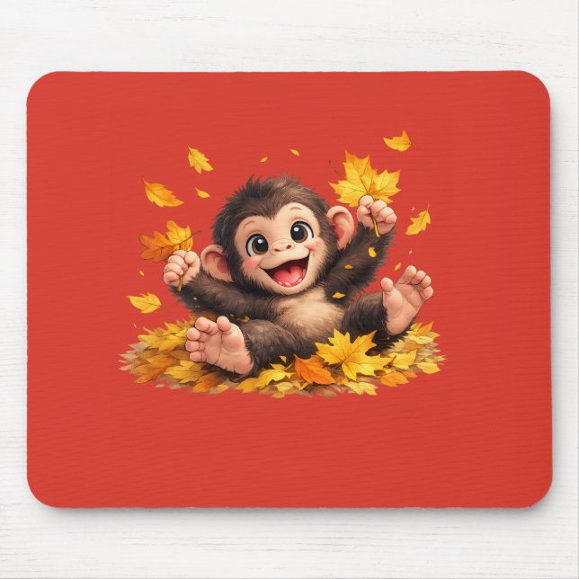 Mousepad Macaco Sorridente com Olhos Grandes Brincalhão Tro (Frente)