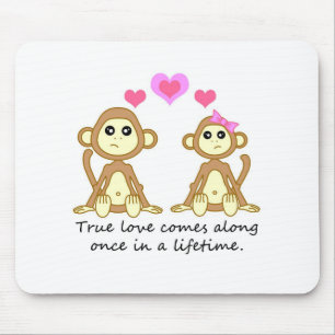 Mousepad Macacos bonitos - o amor verdadeiro vem avante uma