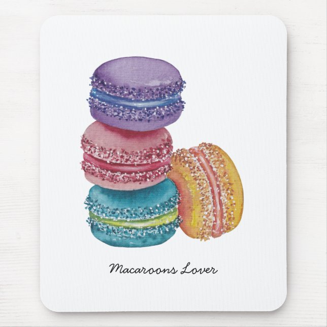 Mousepad Macarões Coxas Do Arco-Íris Em Aquarela (Frente)