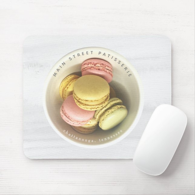 Mousepad Macarons Bowl Comida de Aquarela Negócios (Com mouse)