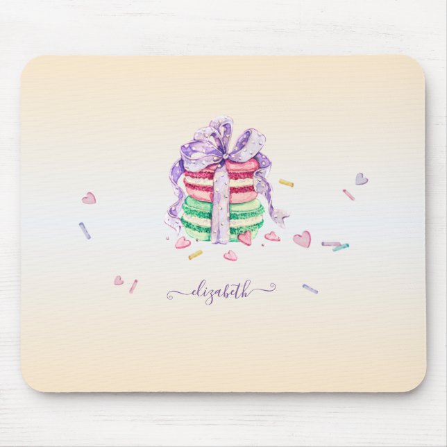 Mousepad Macarons de aguarela modernos e fixes (Frente)