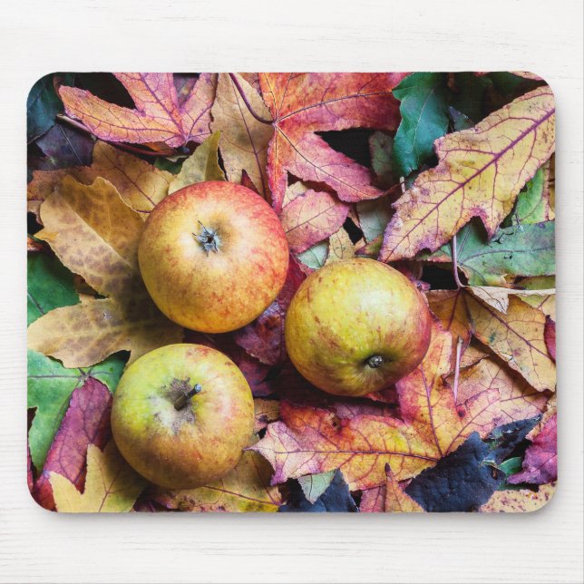 Mousepad Maçãs e folhas de outono (Frente)
