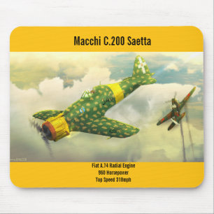 Mousepad Macchi C.200 Cabeçote do avião de Saetta