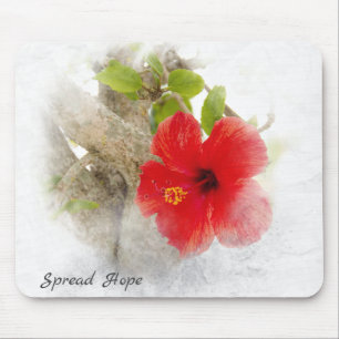 Mousepad macro de flor de hibisco vermelho