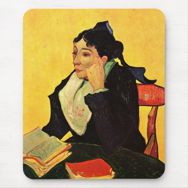 Mousepad Madame Ginoux com Livros por Vincent van Gogh (Frente)