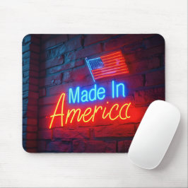Mousepad Made In America Neon Sign On Brick