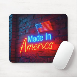 Mousepad Made In America Neon Sign On Brick