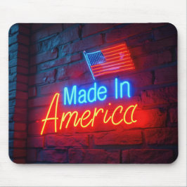 Mousepad Made In America Neon Sign On Brick