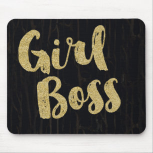 Mousepad Madeira Negra Escura Rachada GAROTA CHEFE Dourado 
