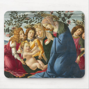 Mousepad Madona Adorando a Criança com 5 Anjos Botticelli