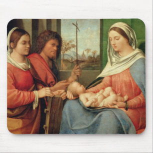 Mousepad Madonna e criança com santos 2